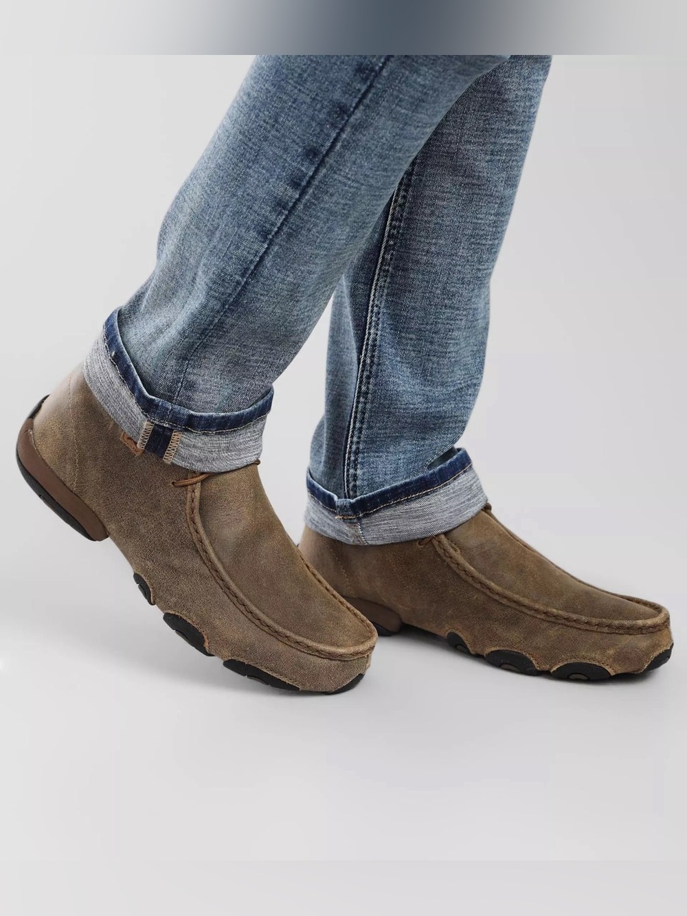 Twisted X Chukka Driving Leather Moccasin in Distressed Saddle Brown, sz 7.5 - Picture 15 of 15